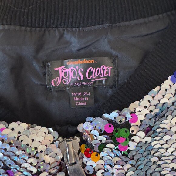 Vintage JoJo Siwa Flip Sequin Bomber Jacket Rainbow Girl's XL - Picture 2 of 5